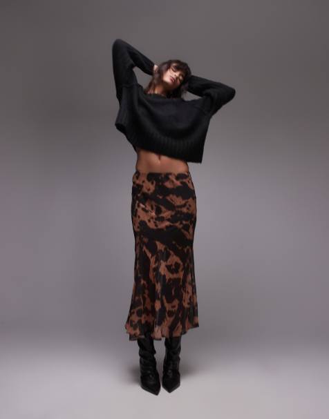 Topshop - Midi rok met tortoiseprint - view 1