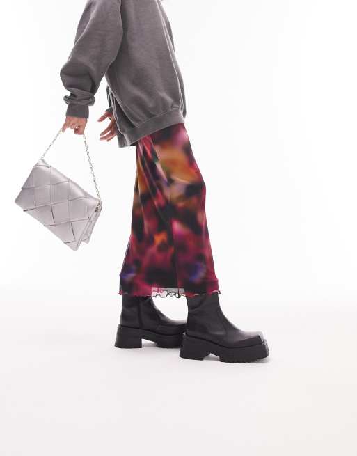 Topshop - Midi rok van mesh met wazig effect in multi