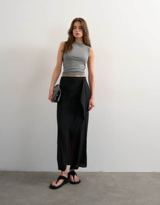 Topshop - Midi-sarongrok met overslag in zwart, 5 van 5
