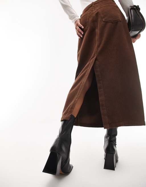 Brown corduroy skirt outlet midi