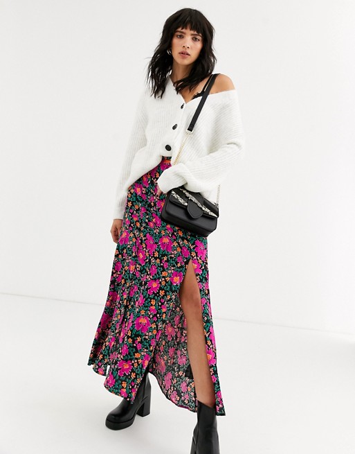 Topshop midi skirt in floral print