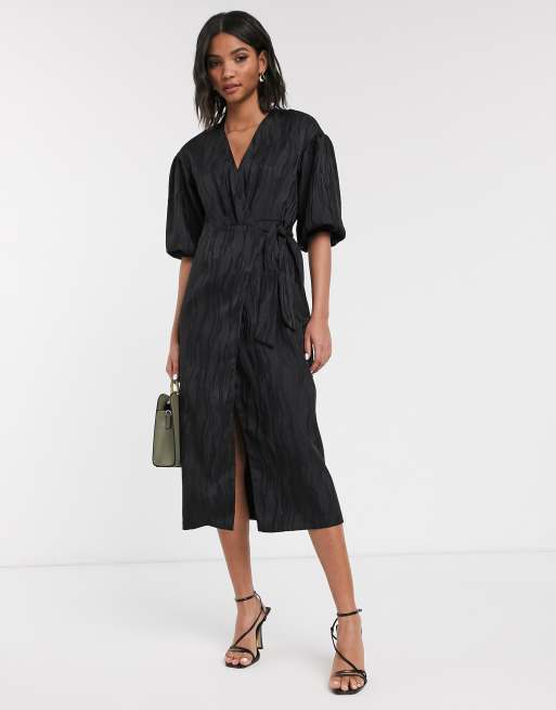 Topshop black shop wrap dress