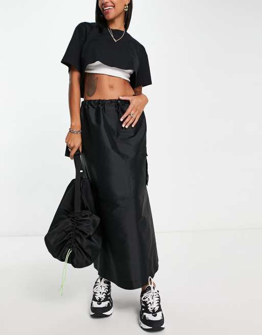 Topshop - Midirok met cargozakken in zwart