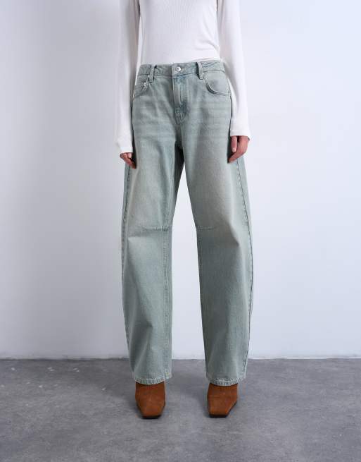 Topshop – Miętowozielone jeansy barrel ze średnim stanem, 2 z 7