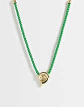 Topshop Mika rope choker with shell pendant in green and gold