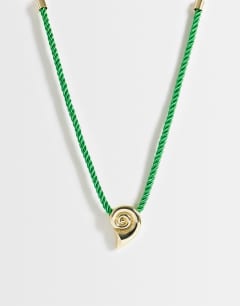 Mika rope choker with shell pendant in green and gold