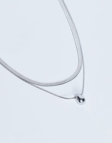 Topshop – Mila – 2er-Pack Schlangenketten aus wasserfestem Edelstahl in Silberoptik - view 1