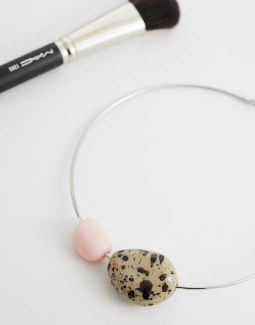 Topshop Mila choker necklace with pink and dalmatian stones, 2 of 4
