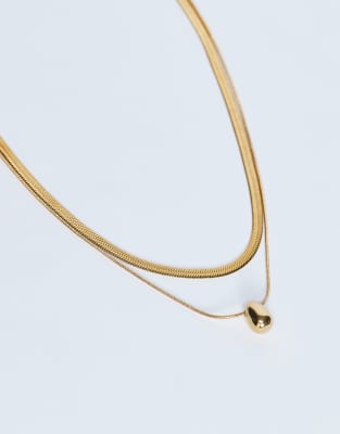 Topshop - Mila - Lot de 2 colliers chaîne serpent en acier inoxydable résistant à l'eau - Doré