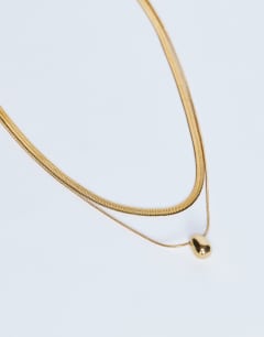 Mila waterproof stainless steel 2 pack snake chain necklace in gold