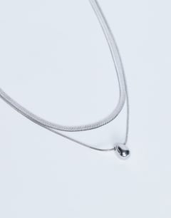 Mila waterproof stainless steel 2 pack snake chain necklace in silver