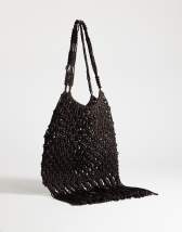 Topshop Milan crochet tassel bag in chocolate