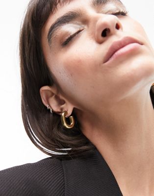 Topshop Milan hoop earrings in 14k gold plated