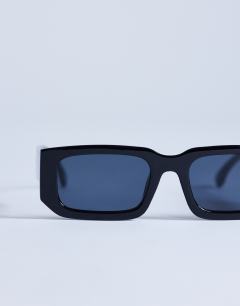 Model wearing Milan rectangle sunglasses in black