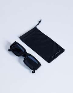 Model wearing Milan rectangle sunglasses in black