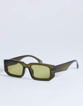 Topshop Milan rectangle sunglasses in olive green