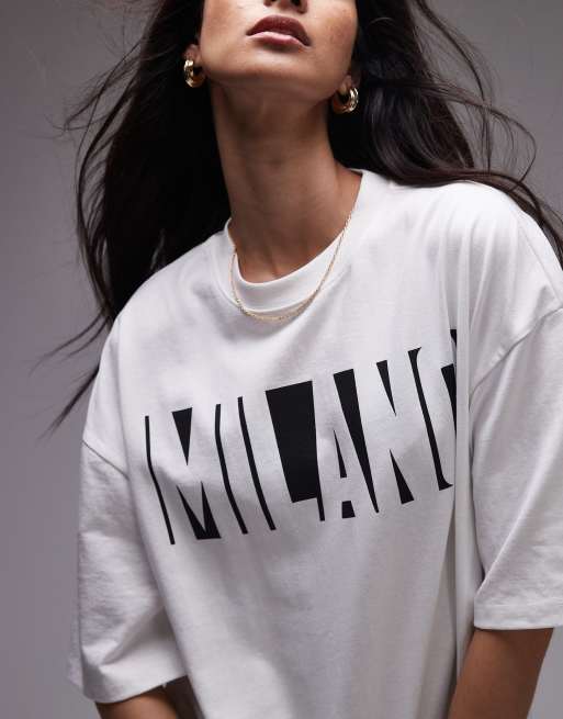 Topshop – Milano – Biała koszulka z grafiką, 4 z 4