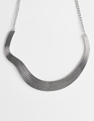 Topshop Miles Statement Choker Necklace In Silver