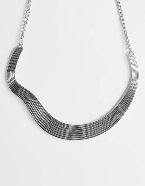 Topshop Miles statement choker necklace in silver - view 1