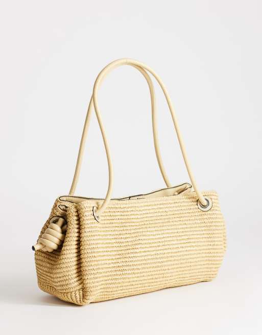 Topshop – Miller – Beige, stor axelväska i strå, 4 av 4