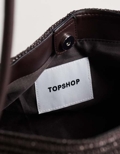 Topshop - Miller - Grote schoudertas van stro in chocoladebruin, 2 van 4
