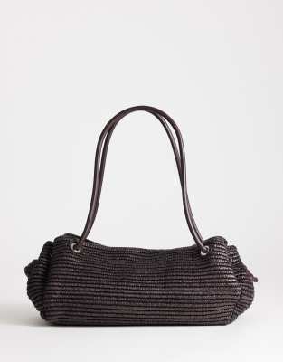 Большая соломенная сумка через плечо Topshop Miller цвета шоколада chocolate