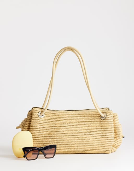 Topshop Miller large straw shoulder bag in natural, 2 of 4