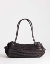 Topshop Miller straw shoulder bag in chocolate