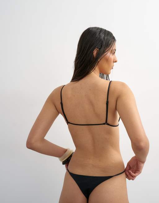 Topshop - Milly - Top de bikini pequeño negro triangular, 3 de 4