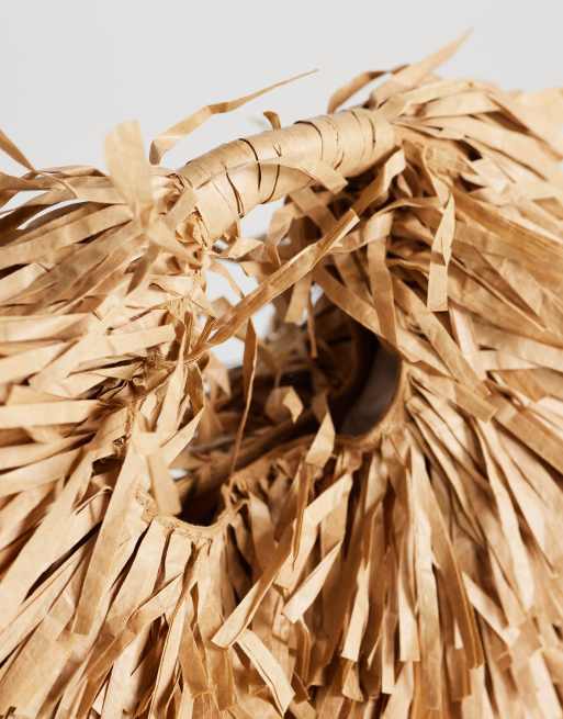 Topshop Milo medium straw fringe grab bag in natural, 3 of 4