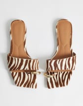 Topshop Mina mule flat sandal with hardware hair on real leather zebra