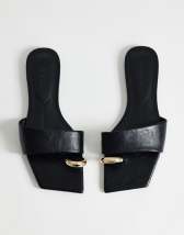 Topshop Mina mule flat sandal with hardware in black