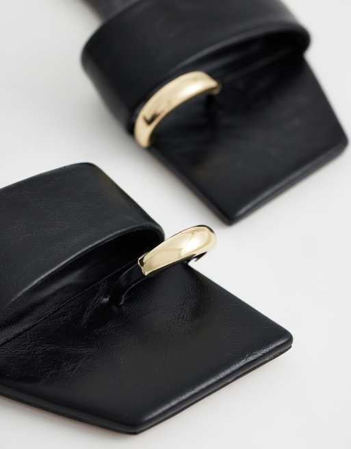 Topshop - Mina - Platte muiltjessandalen met hardware in zwart, 3 van 4