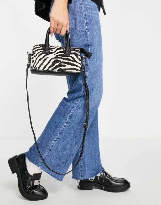 Topshop mini boxy crossbody bag with grab handle in zebra print