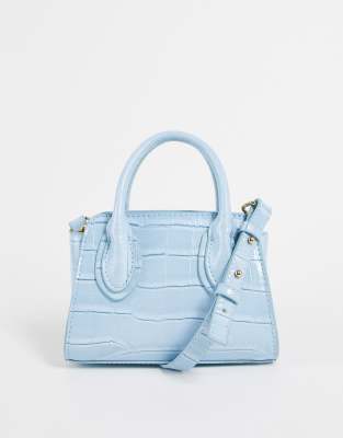 Topshop mini croc tote bag in blue