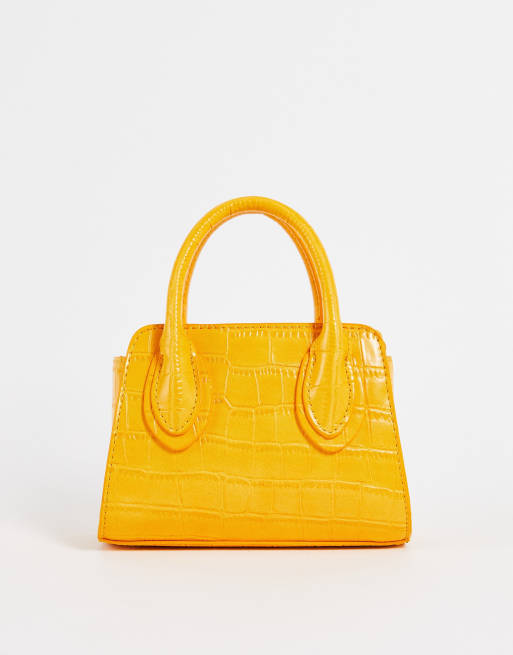 Topshop mini croc tote bag in orange