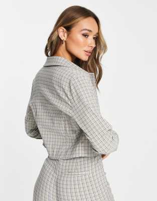 Topshop mini cropped jacket in multi check - part of a set