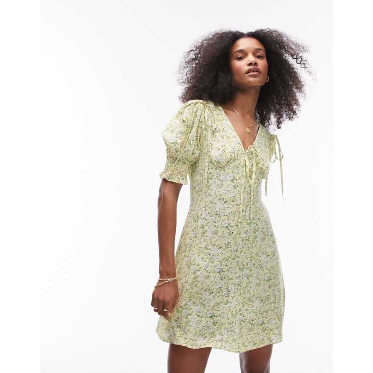 Yellow ditsy floral dress sales