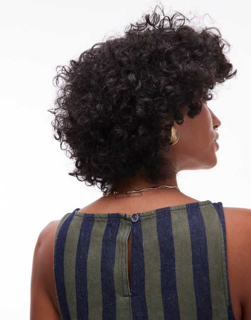 Topshop – Mini-Etuikleid aus Denim mit khakifarbenen Streifen, 2 von 4