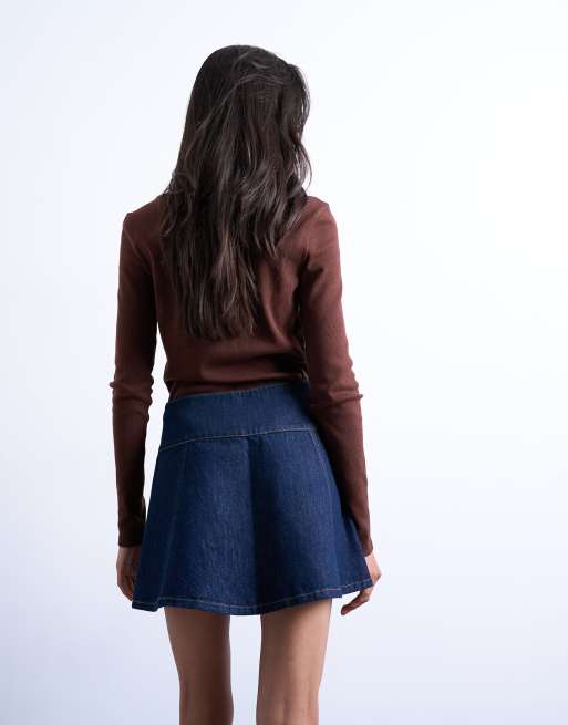 Topshop – Mini-Jeansrock in Indigoblau mit Knopfleiste und Rinse-Waschung, 4 von 5