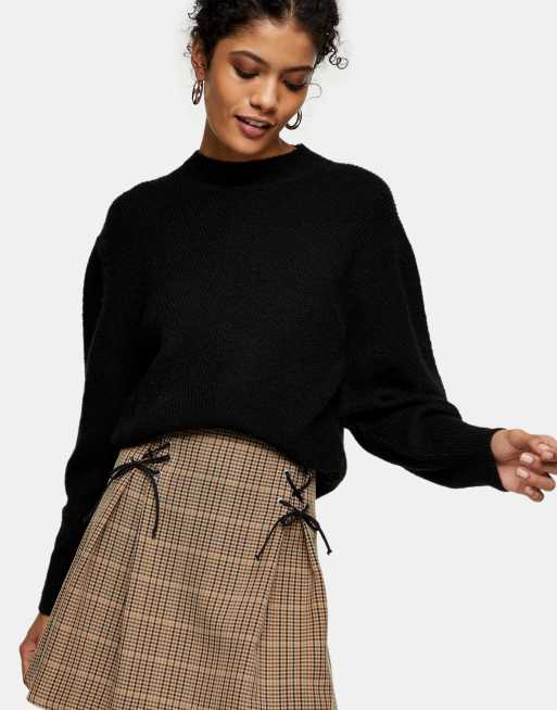 Jupe Femme Topshop à Carreaux Beige Taille 6 (UK) Genou - Neuve Avec étiquette