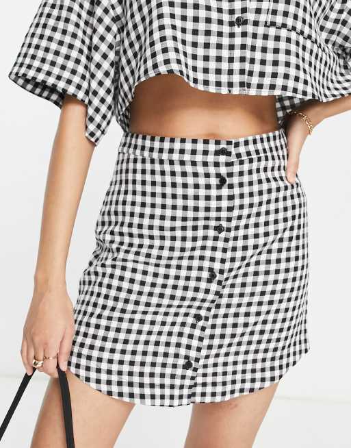 Topshop Mini jupe d ensemble carreaux vichy Noir et blanc ASOS