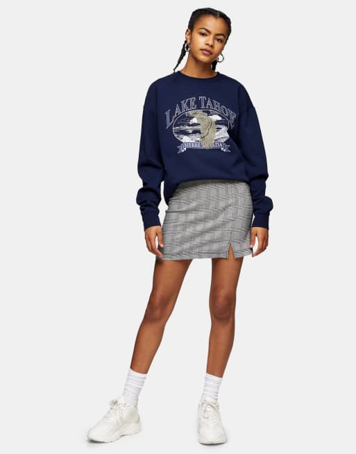 Topshop - Mini-jupe en bengaline - Noir et blanc, 3 de 4