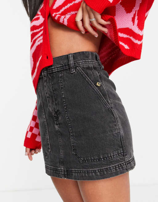 Topshop Mini jupe en jean taille lastique Noir d lav ASOS