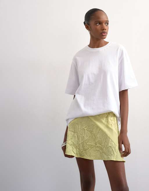 Topshop - Mini-jupe fluide en satin et tissus variés - Citron vert pâle, 3 de 5
