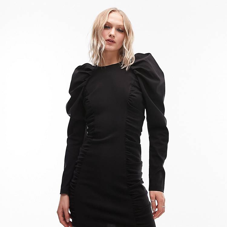 Mode Jurken Mini-jurken Topshop Mini-jurk zwart volledige print casual uitstraling 