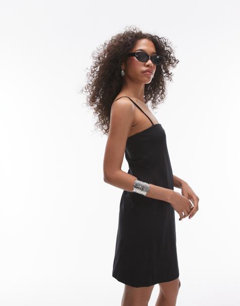 Topshop - Mini-jurk van jersey met spaghettibandjes in zwart - view 1