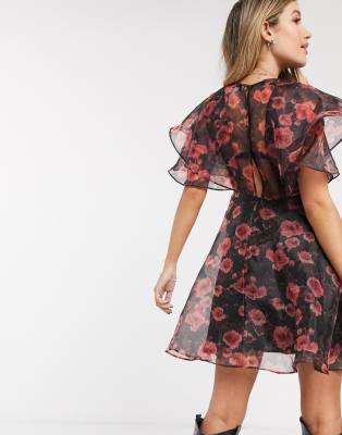 topshop floral tassel mini dress