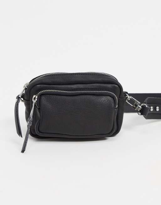 Topshop mini leather across body bag in black