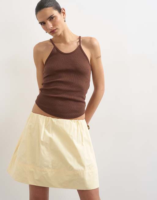 Topshop mini poplin skirt in buttermilk, 4 of 5